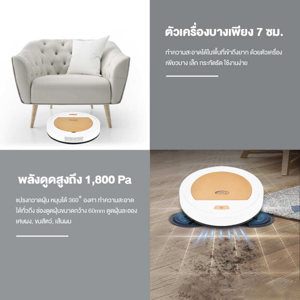 เครื่องดูดฝุ่นหุ่นยนต์ GMAX VC-901 ขาว/ส้ม